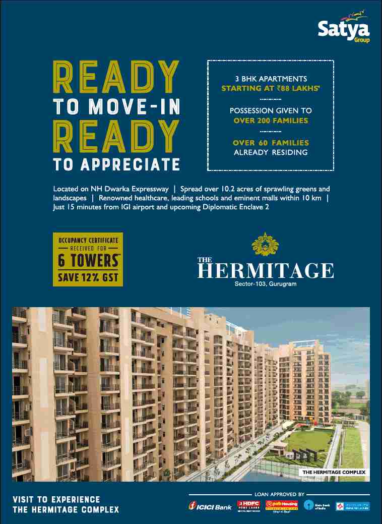 Reside in ready to move homes at Satya The Hermitage in Gurgaon Update